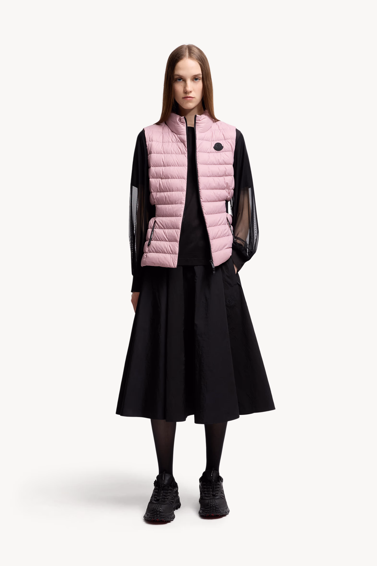 Tulle Long Sleeve Top Women Black Moncler 0